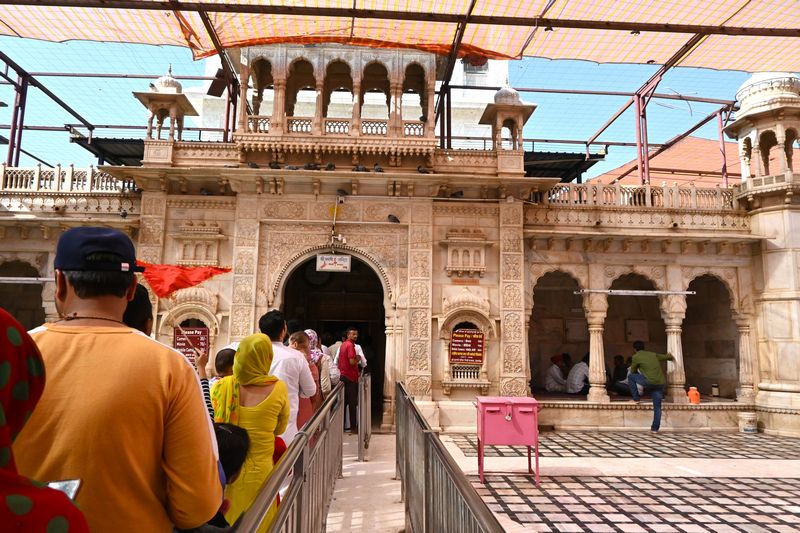 Pilgrims and visitors at the entrance of ‘Karni Mata Temple’ in Deshnoke Bikaner, Blog by The Kid Who Travelled.