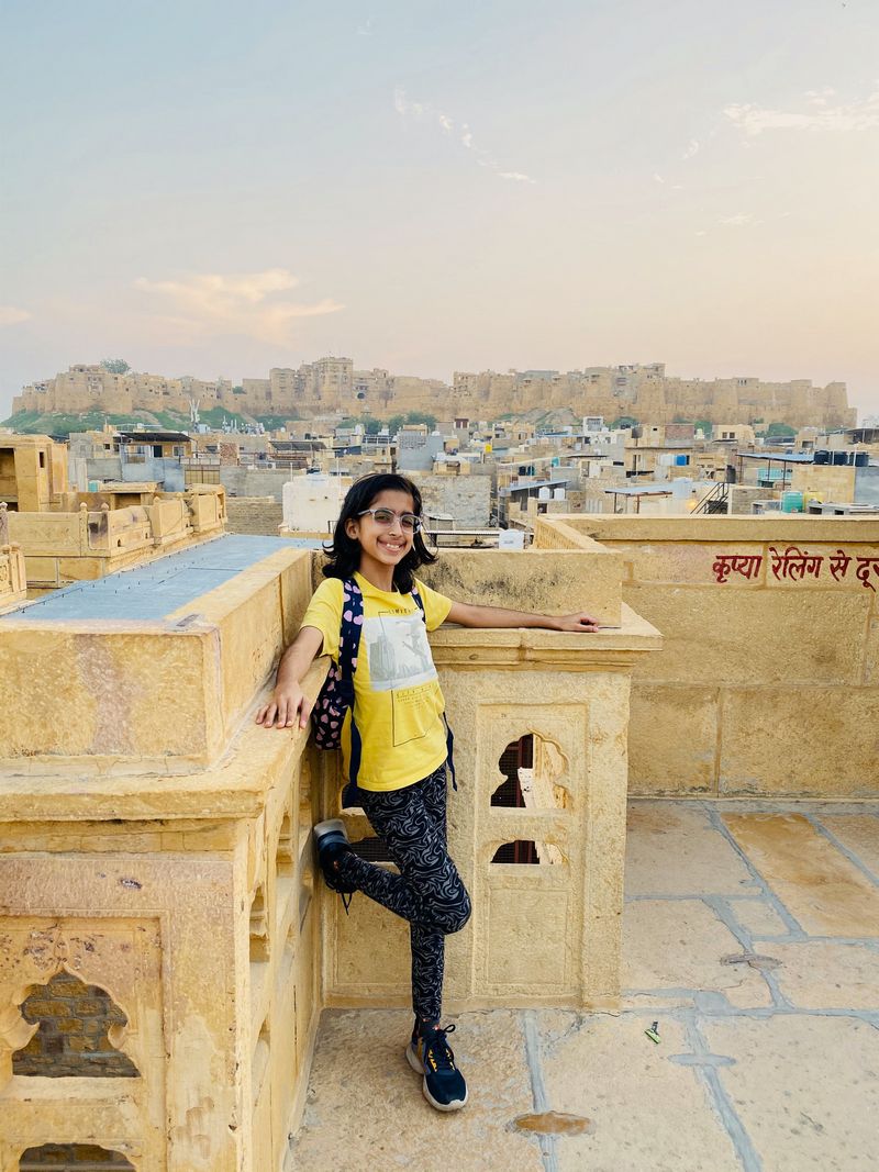 Panoramic shot of the Golden Fort as seen from Patwon Ki Haveli, showcasing its imposing sandstone structure, Rajasthan blog by The Kid Who Travelled.